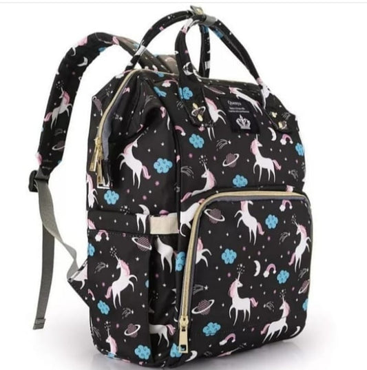 Unicorn Diaper Backpack Bag Black
