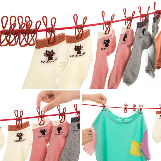 Portable Clothing Clothesline with 12 Clips